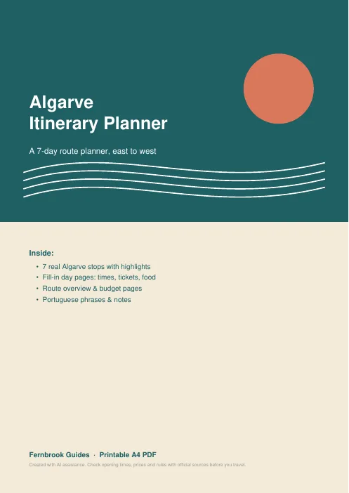 Cover of Algarve Itinerary Planner