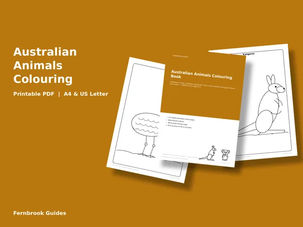 Cover of Australian Animals Colouring Book for Kids (Ages 4-9)