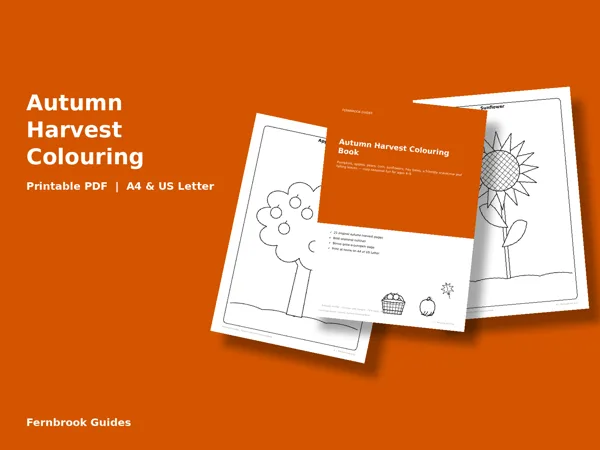 Cover of Autumn Harvest Colouring Book for Kids (Ages 4-9)
