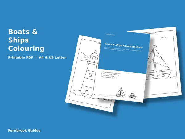 Cover of Boats & Ships Colouring Book for Kids (Ages 4-9)