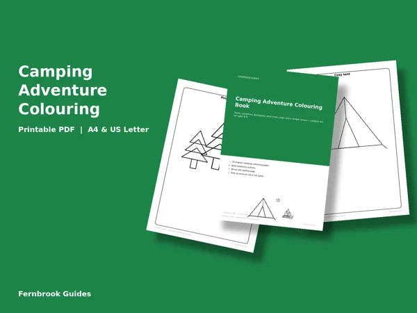 Cover of Camping Adventure Colouring Book for Kids (Ages 4-9)