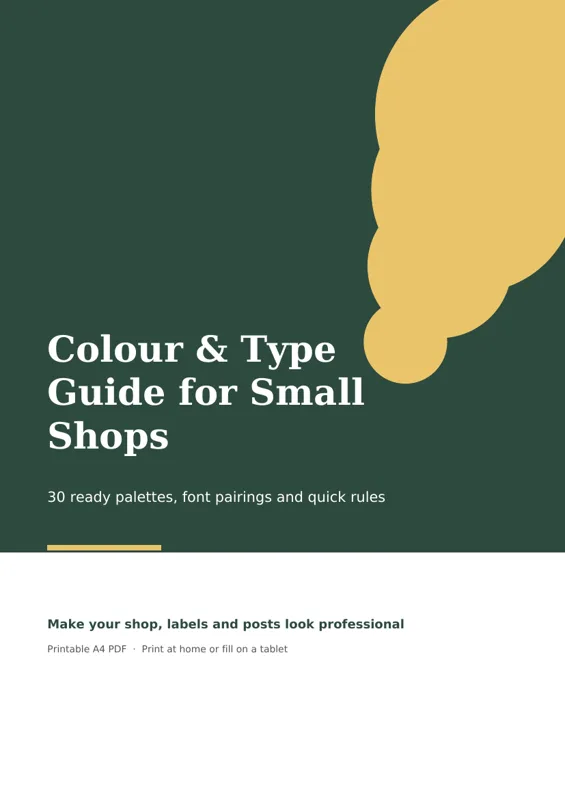 Cover of Colour & Type Guide for Small Shops: 30 Palettes & Font Pairings