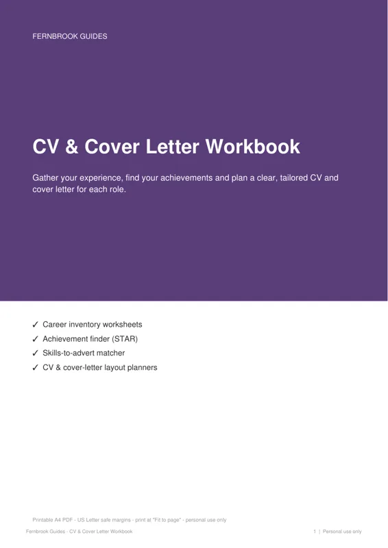 Cover of CV & Cover Letter Workbook
