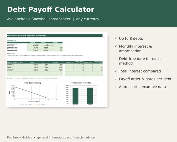 Cover of Debt Payoff Calculator: Avalanche vs Snowball