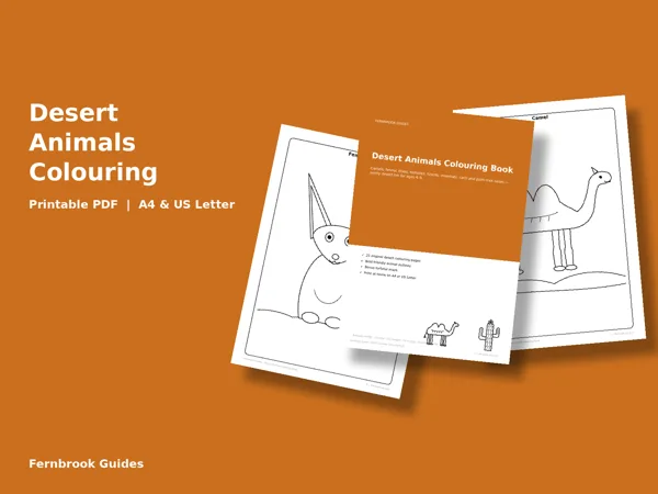 Cover of Desert Animals Colouring Book for Kids (Ages 4-9)