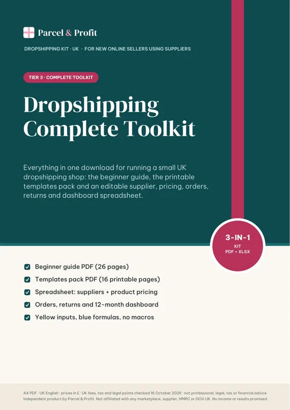 Cover of Dropshipping Complete Toolkit (UK)