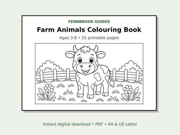 Cover of Farm Animals Colouring Book for Kids (Ages 3-8)