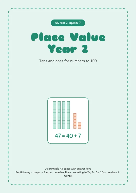 Cover of Place Value Year 2 Worksheets