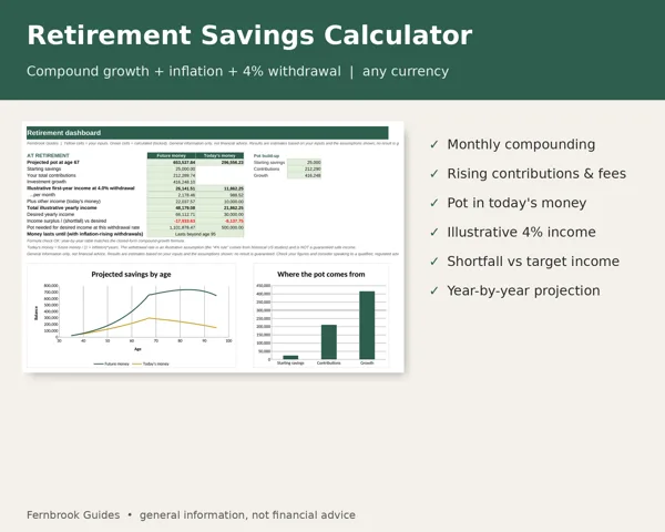 Cover of Retirement Savings Calculator Spreadsheet