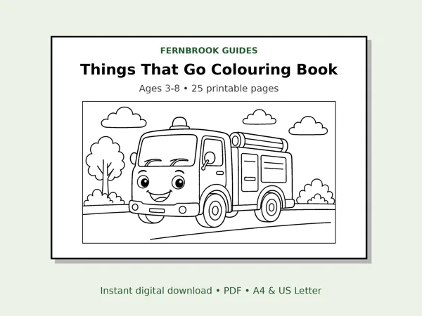 Cover of Things That Go Colouring Book for Kids (Ages 3-8)