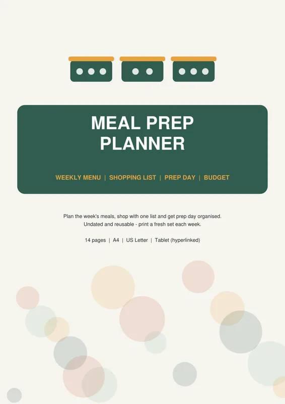 Cover of Weekly Meal Prep Planner: Printable, Undated