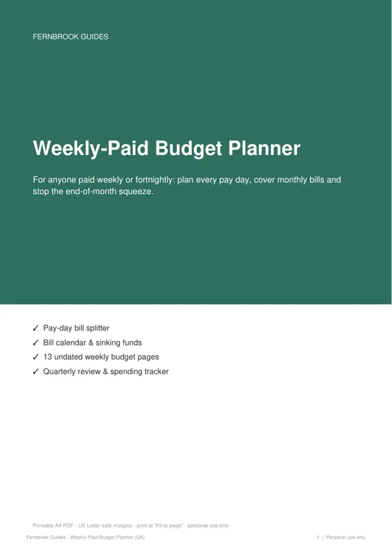 Cover of Weekly-Paid Budget Planner (UK)